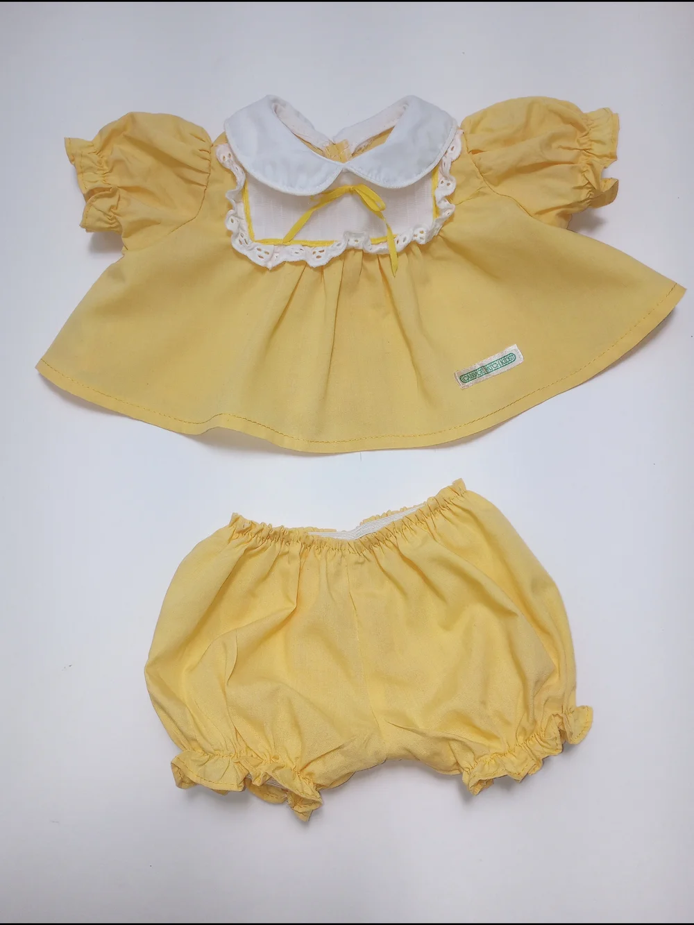 Cabbage Patch Kids Doll Clothes, Yoke Dress & Bloomers Golden Yellow 13H OK CPK